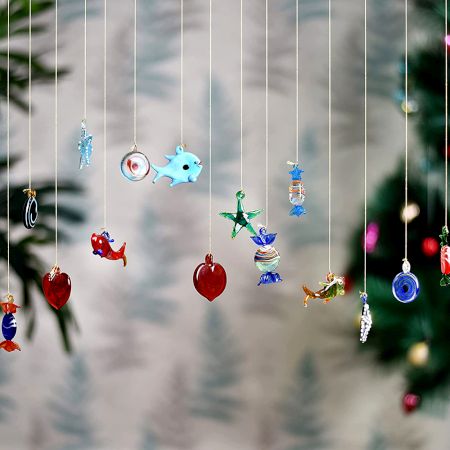 Figurines Glass Tiny Christmas Ornaments For Kids In Assorted Styles Set of 25 Pcs